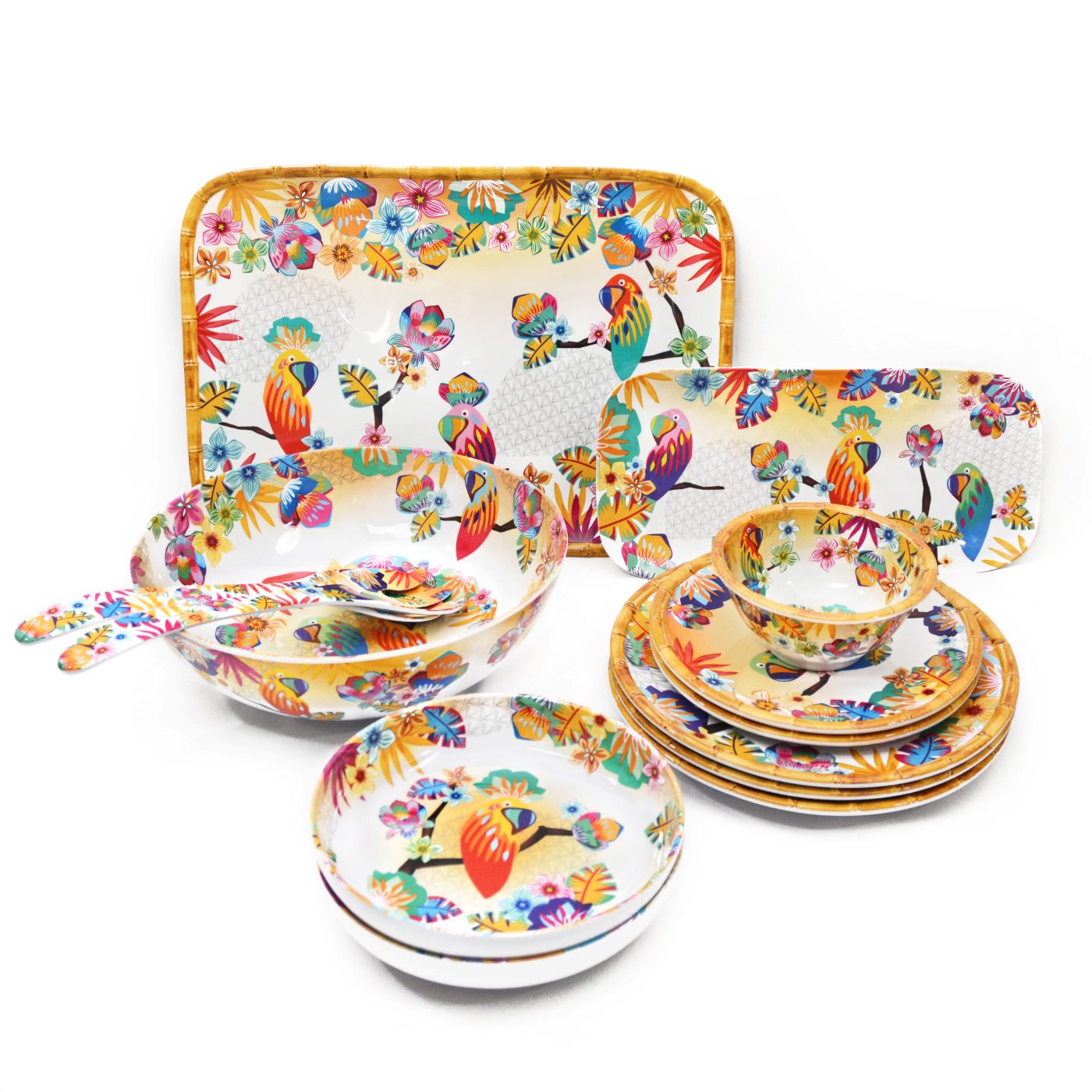Assiette creuse en mélamine perroquets - Ø 20 cm
