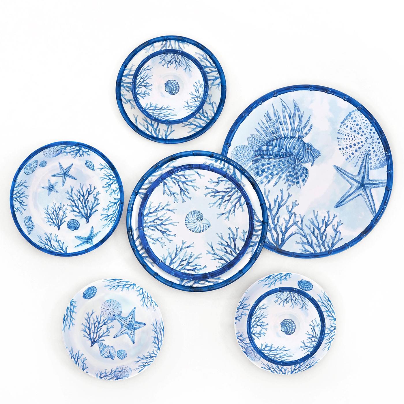 Plat de service rond en mélamine corail - Ø 35,5 cm