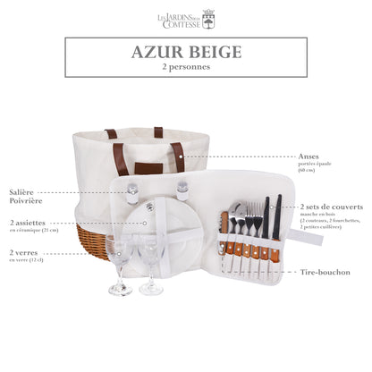 Sac pique-nique Azur Beige - 2 personnes