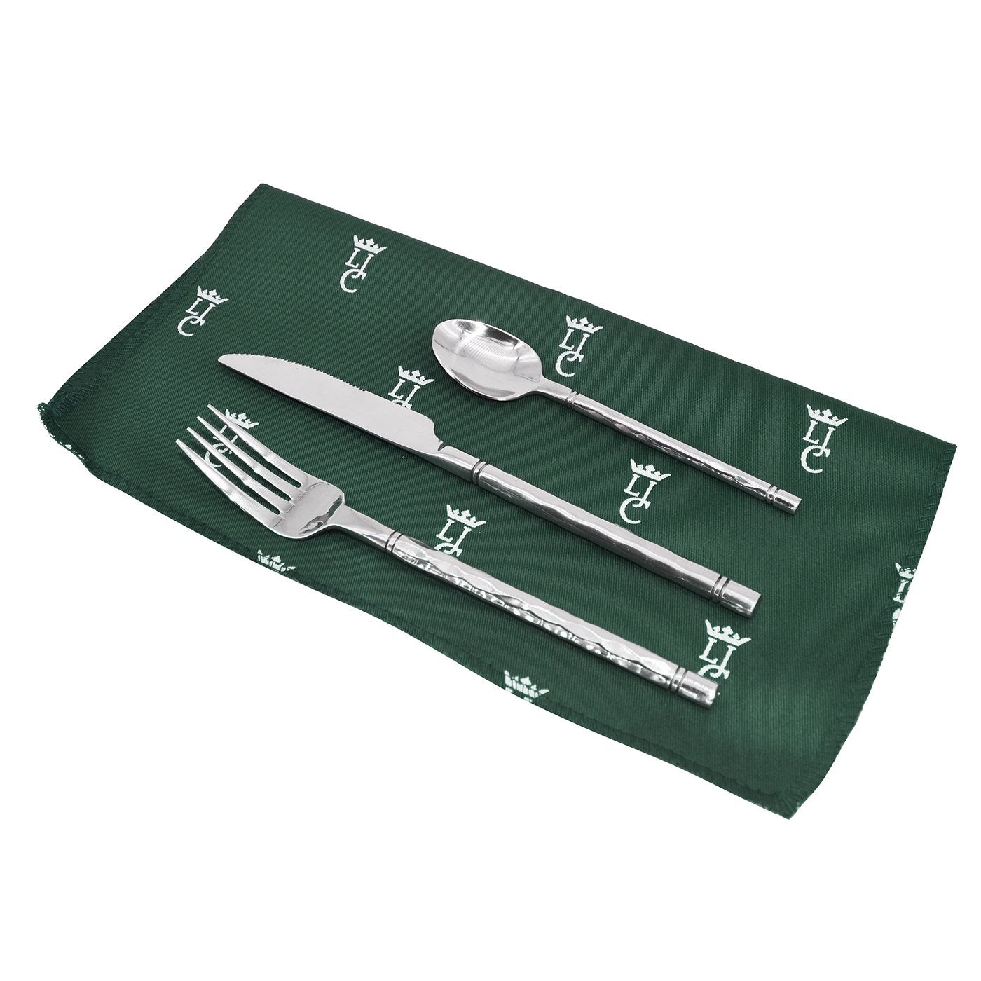 Panier pique-nique en cuir tissu vert - 4 personnes