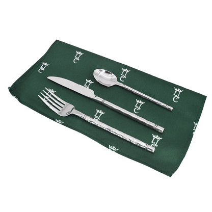 Panier pique-nique en cuir tissu vert - 4 personnes
