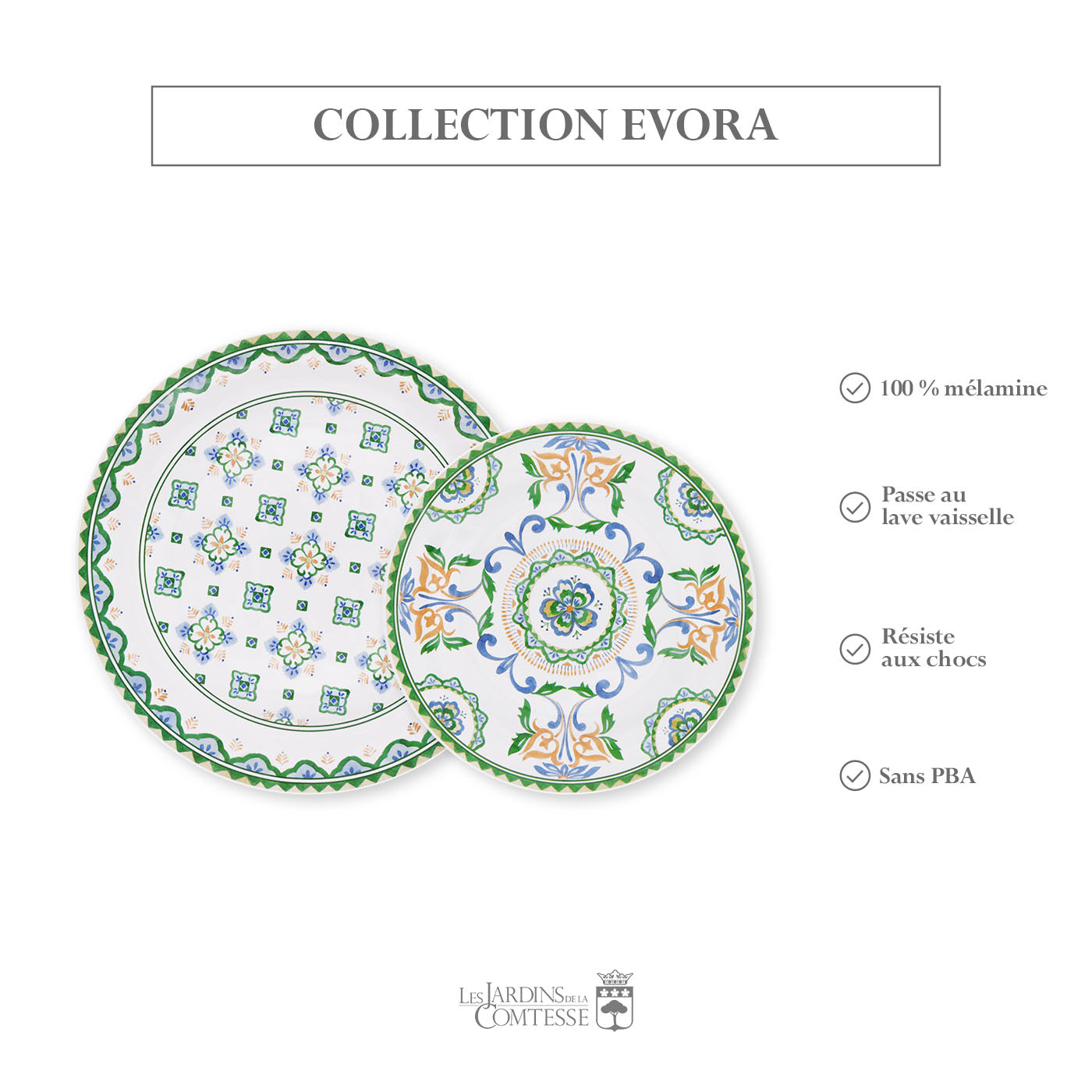 Grande assiette plate en mélamine Evora - Ø 28 cm
