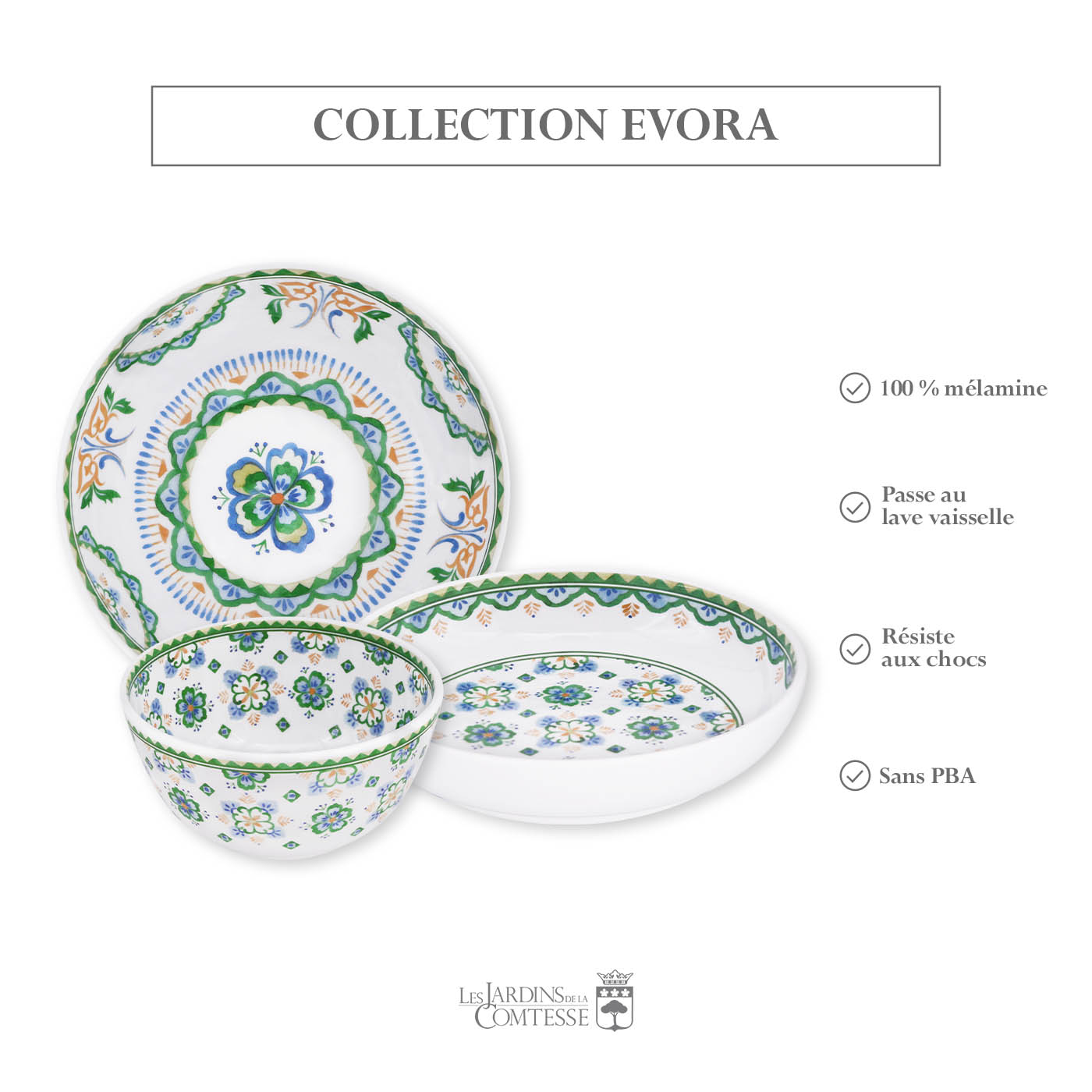 Grande assiette creuse en mélamine Evora - 19 cm