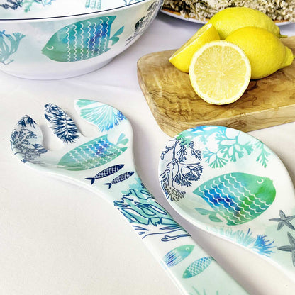 Couverts à salade en mélamine mer - 33 cm