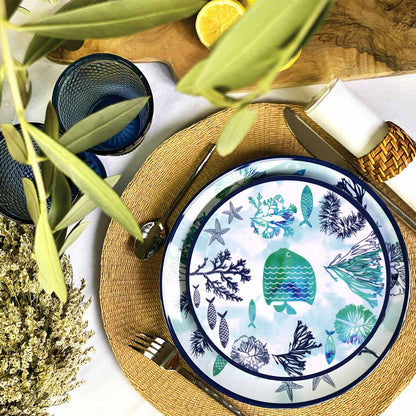 Petite assiette plate à dessert en mélamine mer - Ø 21,5 cm