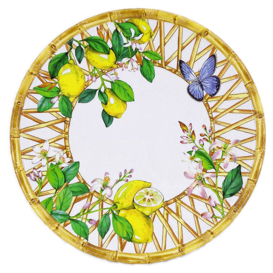 Grande assiette plate en mélamine citron - Ø 28 cm