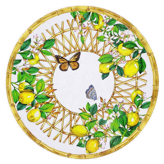 Plat de service rond en mélamine citron - Ø 35,5 cm