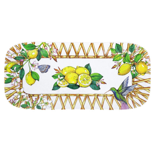 Plat à cake long rectangulaire en mélamine citron - 37,5 cm