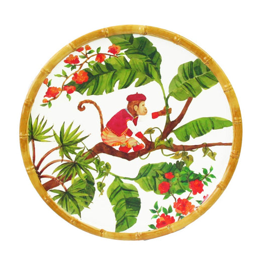 Petite assiette plate à dessert en mélamine singes - 23 cm