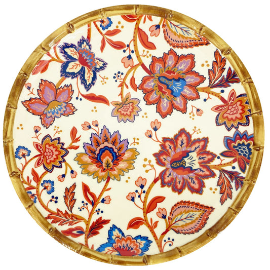 Grande assiette plate en mélamine fleurie - Ø 28 cm