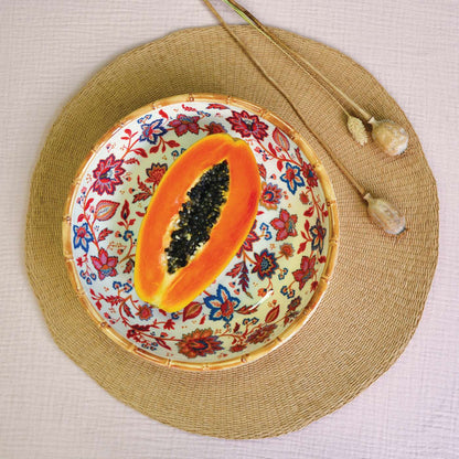 Grande assiette creuse en mélamine fleuris - 23 cm