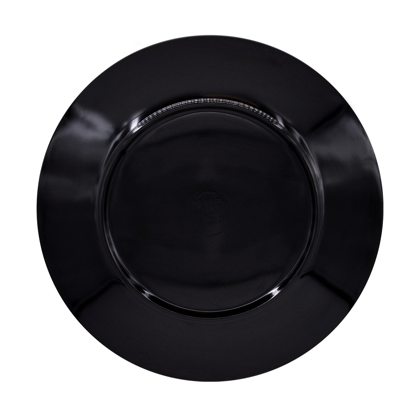 Petite assiette plate à dessert en mélamine noire - 23 cm