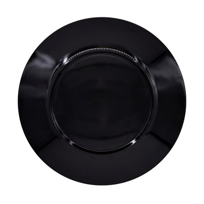 Petite assiette plate à dessert en mélamine noire - 23 cm