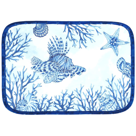 Plateau de présentation rectangulaire en mélamine corail - 45 x 32 cm