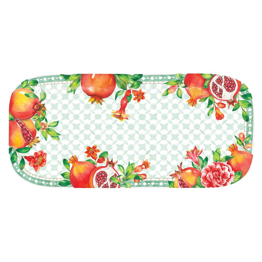 Plat à cake long rectangulaire en mélamine grenade - 37,5 cm