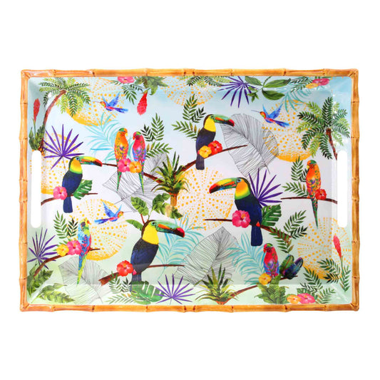 Grand plateau en mélamine avec poignées toucans - 50 x 36 x 5 cm