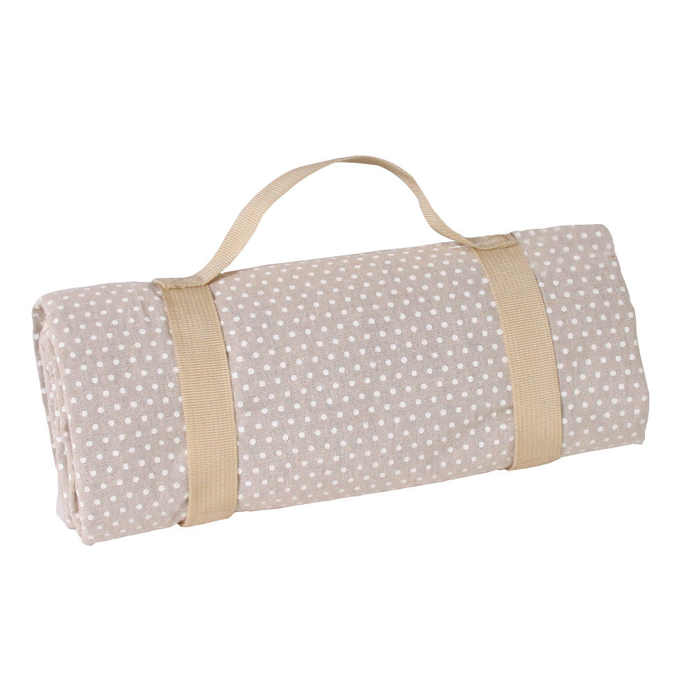 Nappe picnic imperméable beige à pois blancs