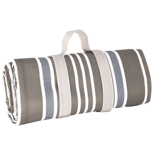 Nappe pique-nique grise à rayures blanches XL