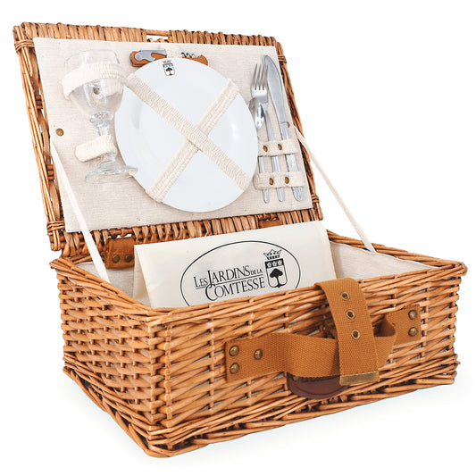 Panier pique-nique en osier tissu lin - 1 personne