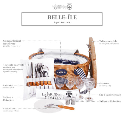 Panier pique-nique en osier Belle-Île - 4 personnes