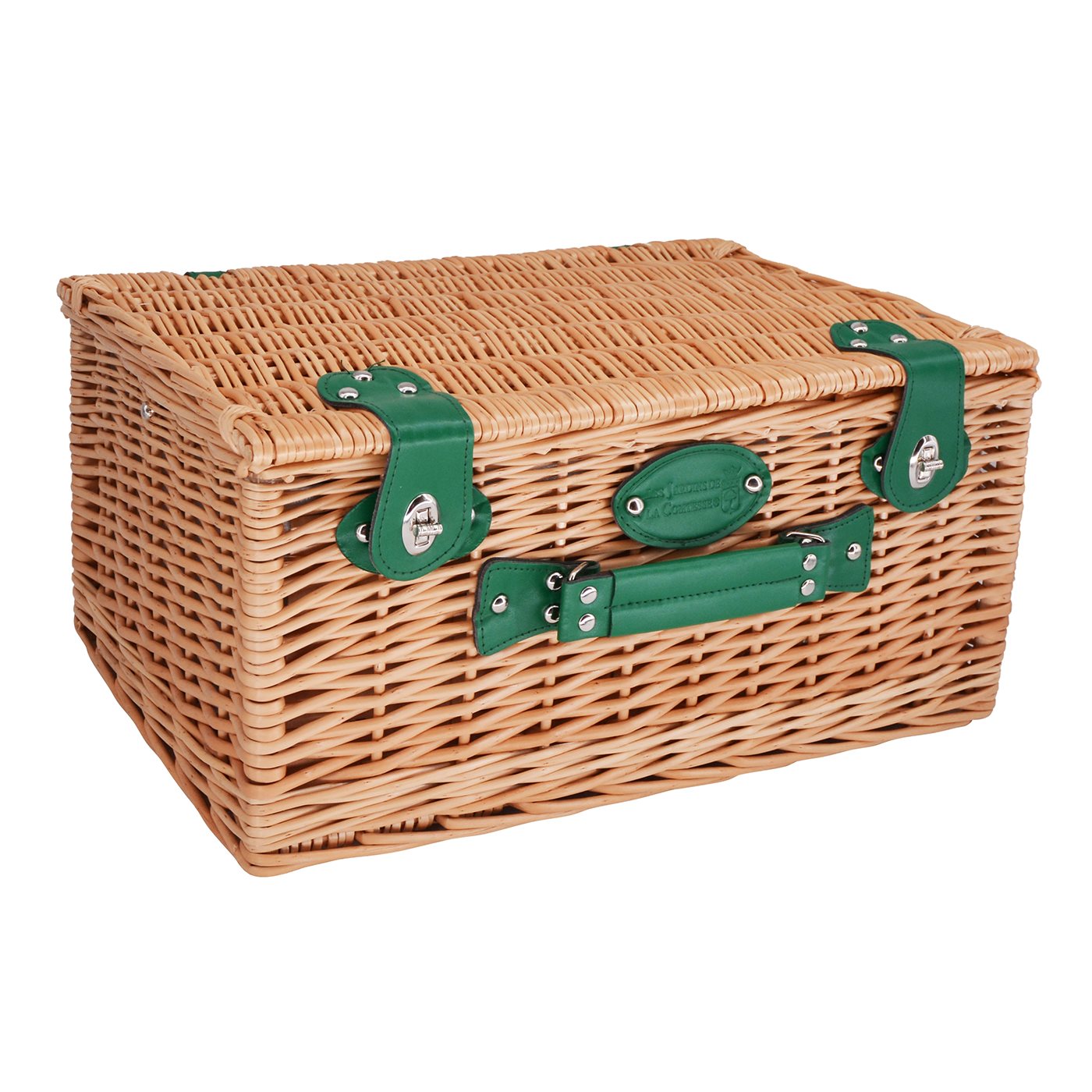 Panier pique-nique en osier Marly vert - 4 personnes