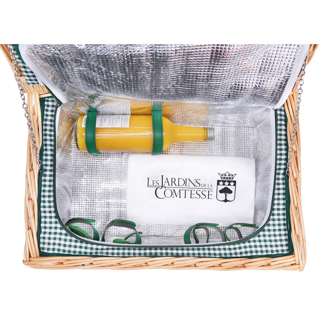 Panier pique-nique en osier Marly vert - 4 personnes