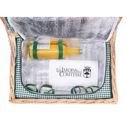 Panier pique-nique en osier Marly vert - 4 personnes