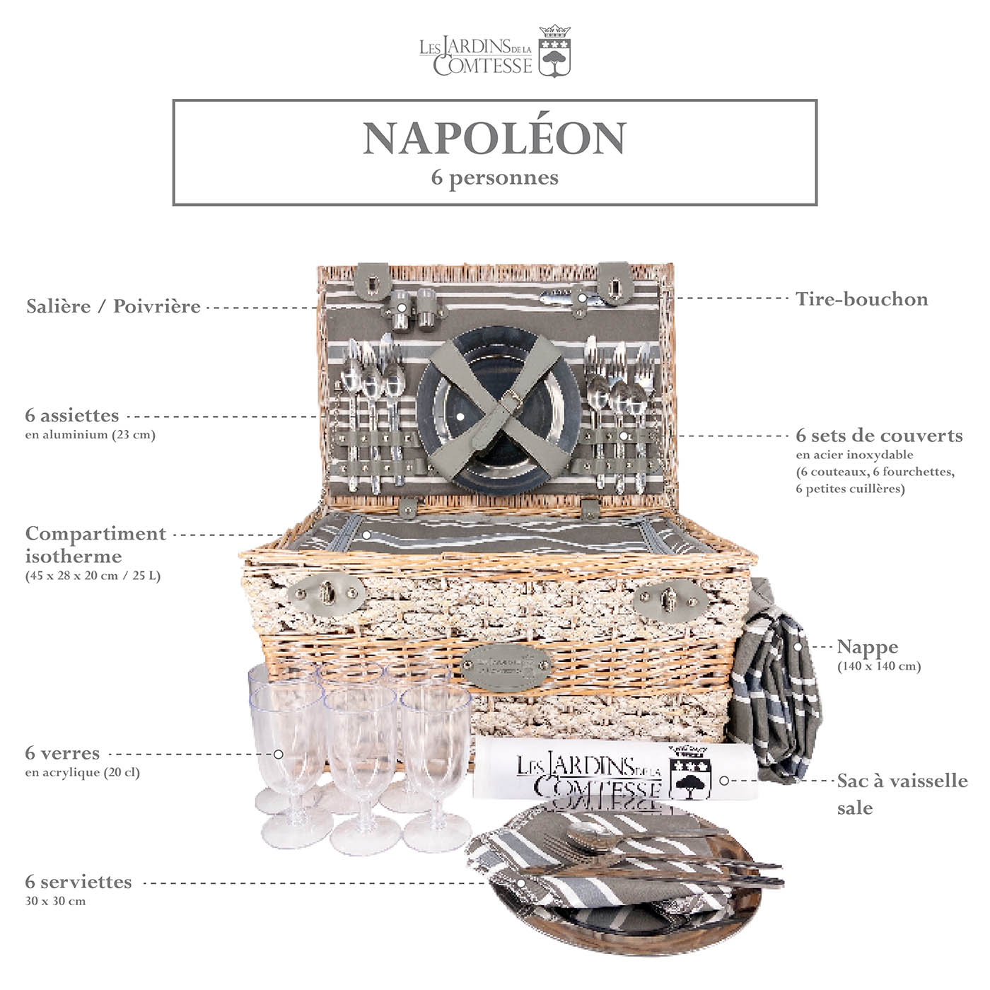 Panier pique-nique Napoléon - 6 personnes