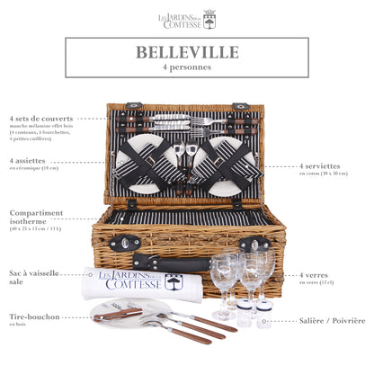 Panier pique-nique en osier Belleville - 4 personnes