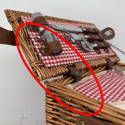 Panier pique-nique en osier - Vichy rouge - 4 personnes - CBA-08/10