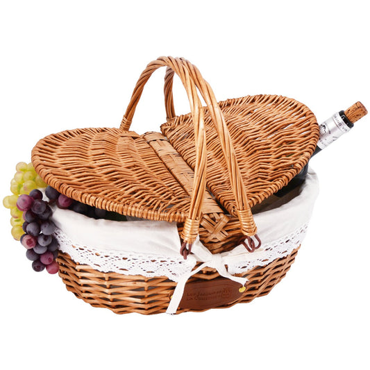 Panier en osier tissu dentelle lin