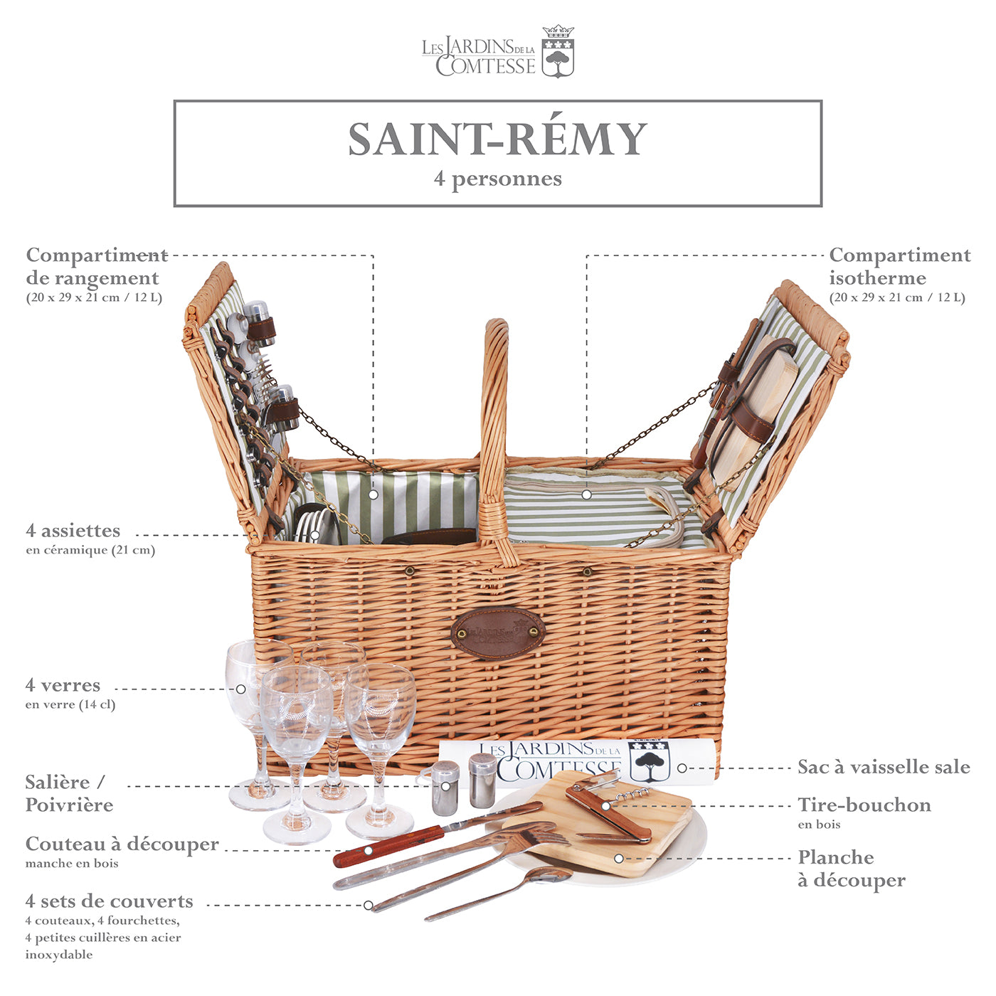 Panier pique-nique en osier Saint-Rémy - 4 personnes