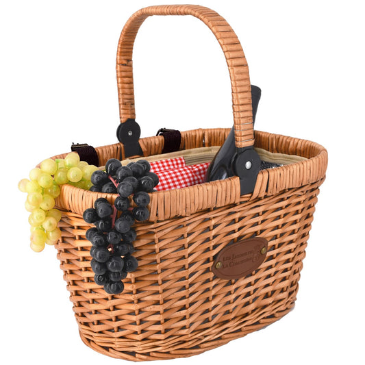 Panier vélo isotherme en osier Vichy rouge