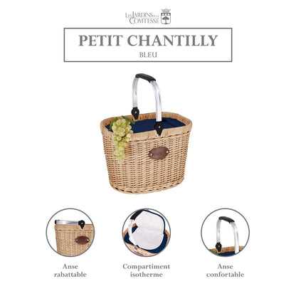 Panier isotherme en osier Petit Chantilly Bleu - 18 L