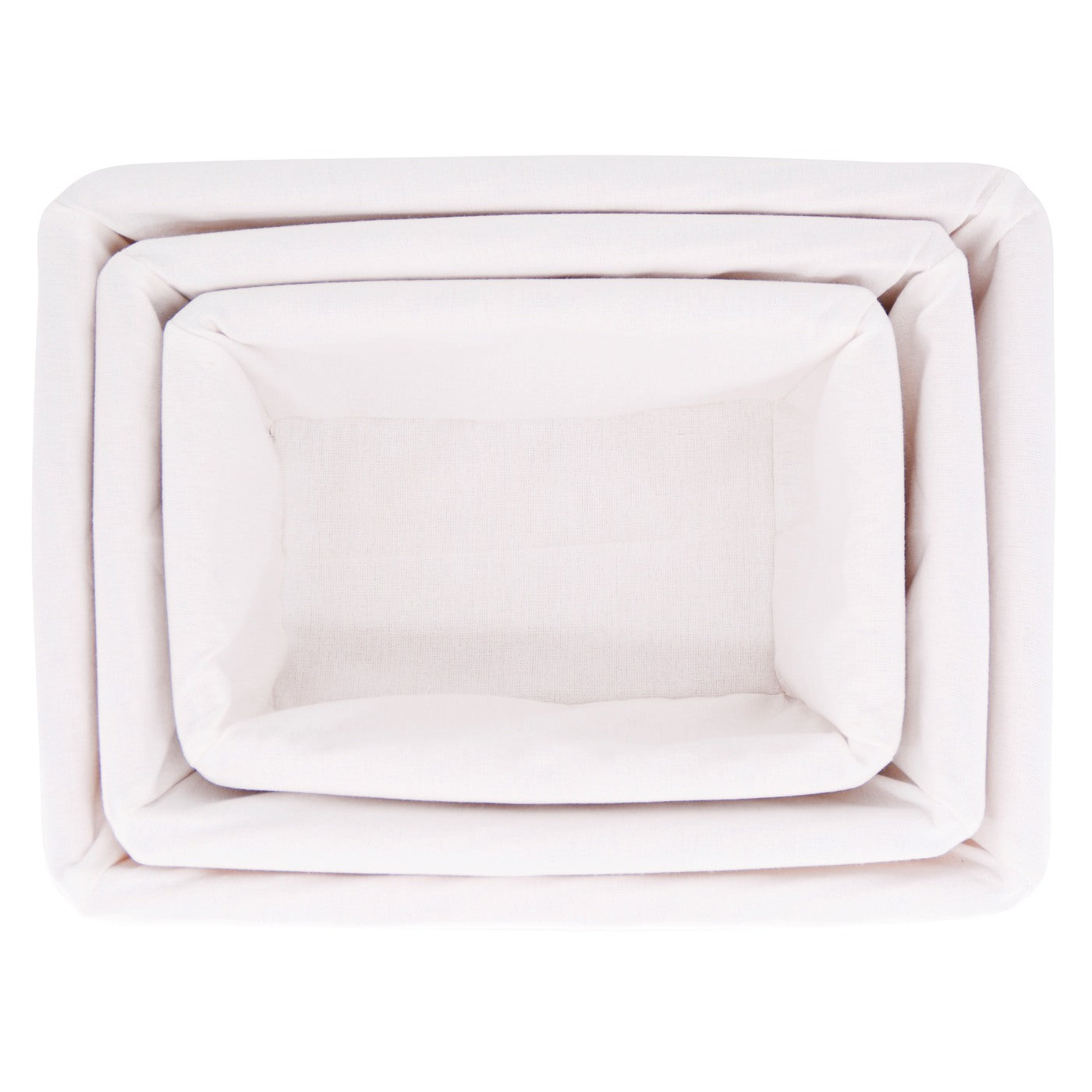 Lot de 3 paniers de rangement en osier - Tissu blanc
