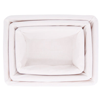 Lot de 3 paniers de rangement en osier - Tissu blanc