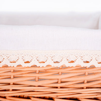 Lot de 3 paniers de rangement en osier - Tissu blanc