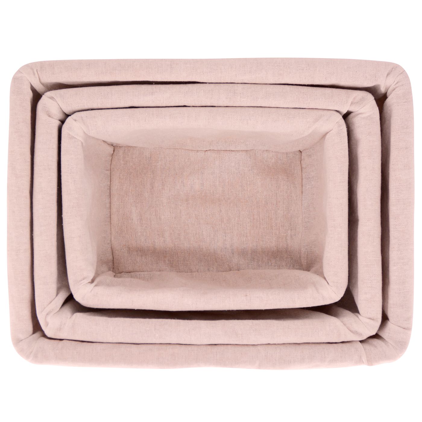 Lot de 3 paniers de rangement en osier - Tissu beige
