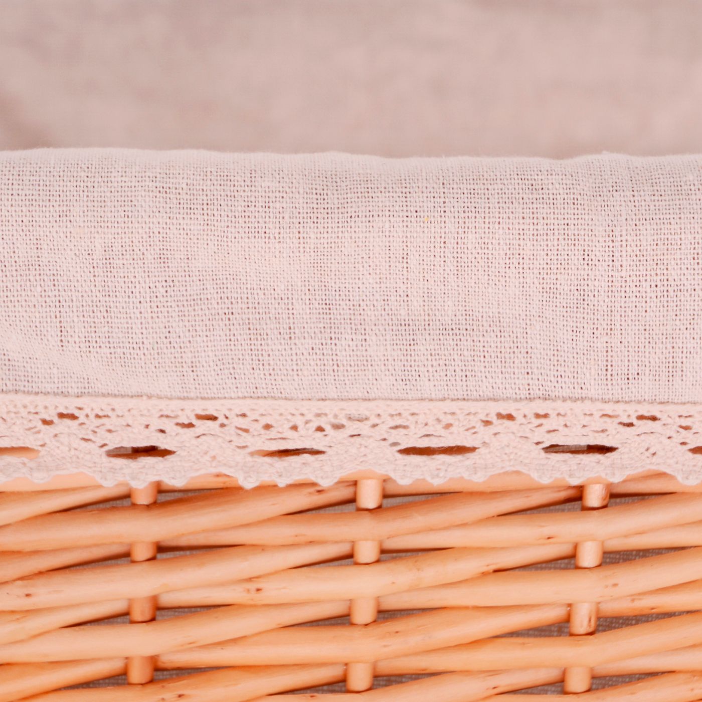 Lot de 3 paniers de rangement en osier - Tissu beige
