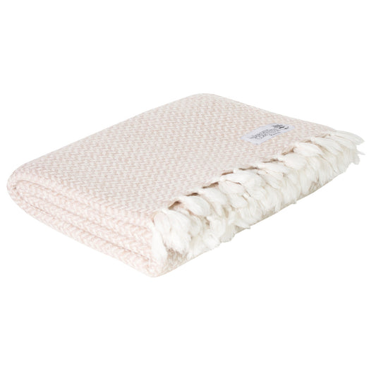 Plaid cachemire et laine petits chevrons Camel - 130 x 230 cm