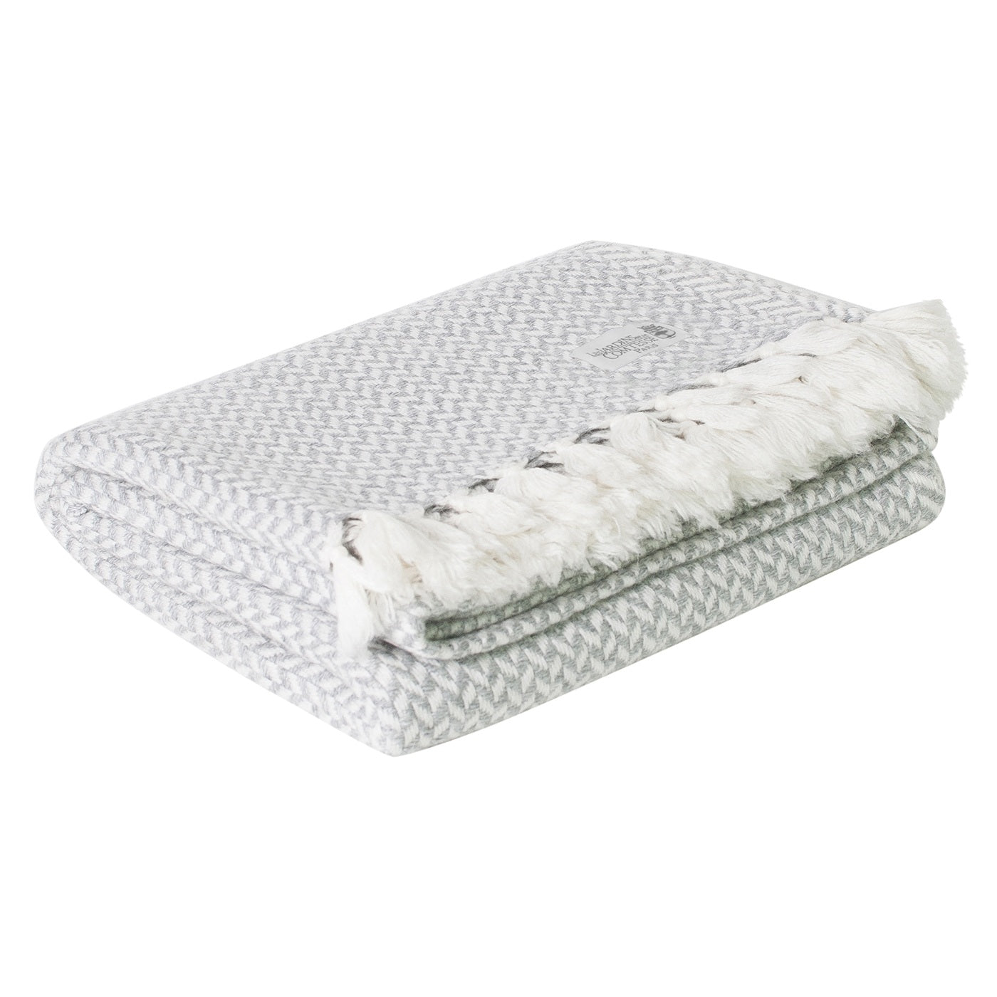 Plaid cachemire et laine petits chevrons Gris Argenté - 130 x 230 cm