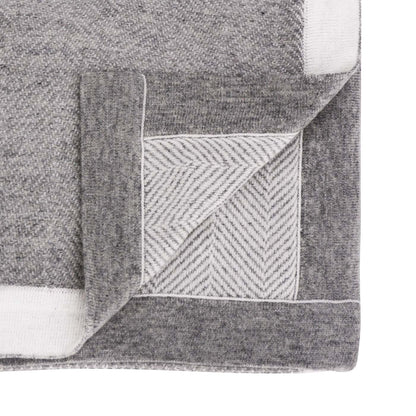 Plaid laine Gris et Ivoire - Grands chevrons - 130 x 200 cm