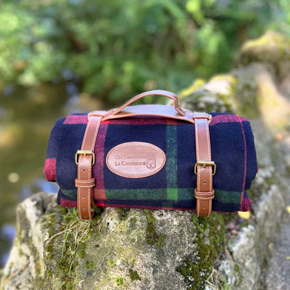 Couverture pique-nique imperméable tartan écossais bleu nuit