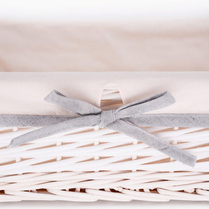 Lot de 4 paniers de rangement en osier blanc - Tissu blanc