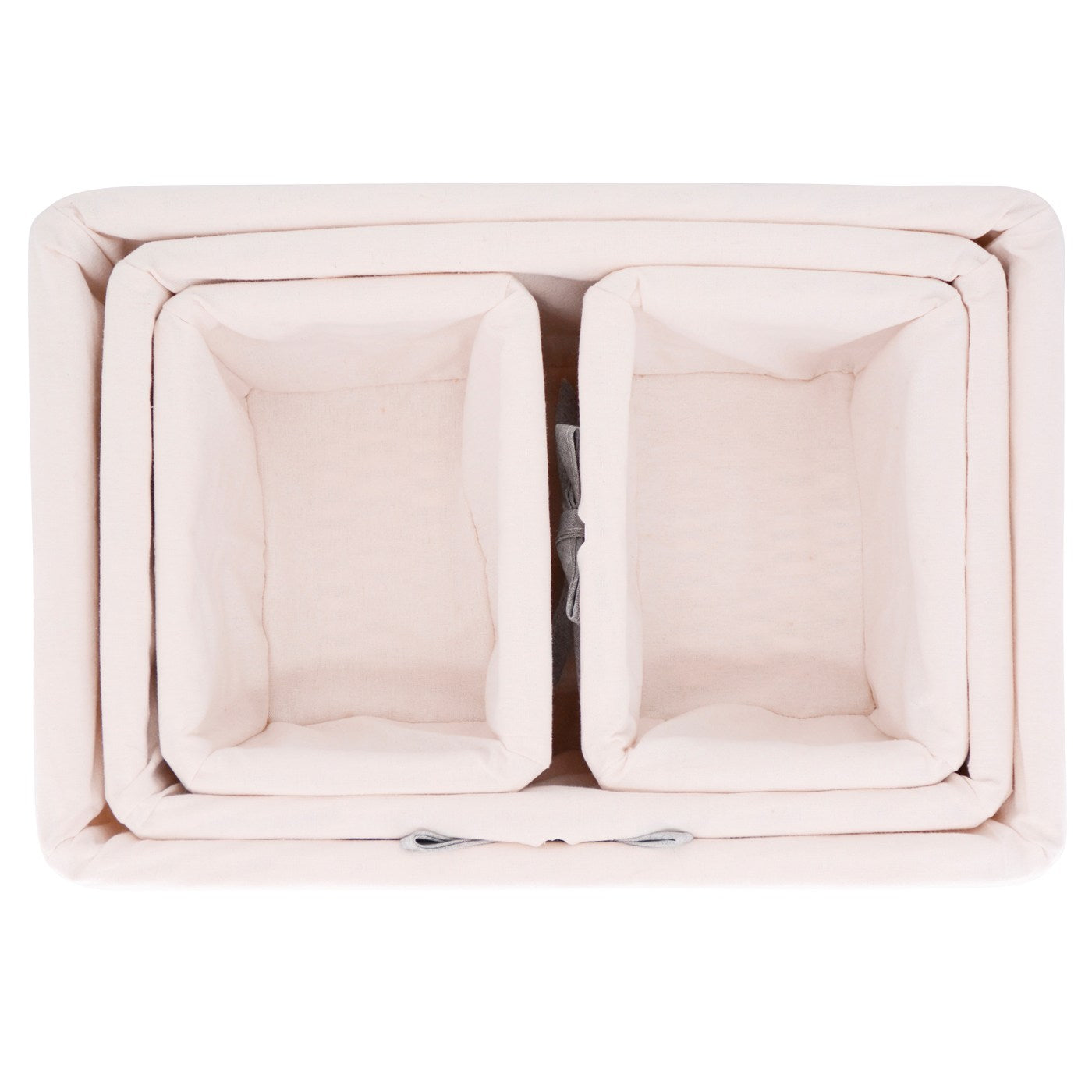 Lot de 4 paniers de rangement en osier blanc - Tissu blanc