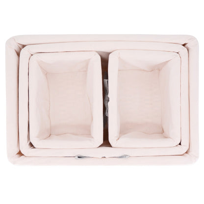 Lot de 4 paniers de rangement en osier blanc - Tissu blanc