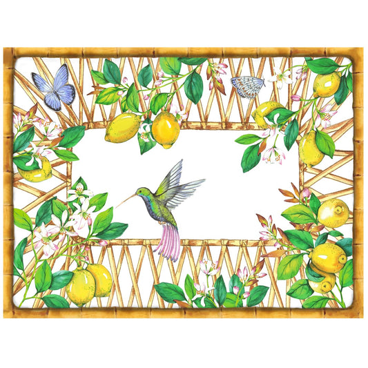 Set de table rectangulaire (40 x 30 cm) citron - Lot de 6