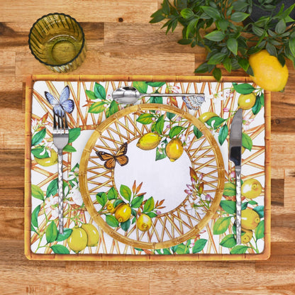 Set de table rectangulaire (40 x 30 cm) citron - Lot de 6