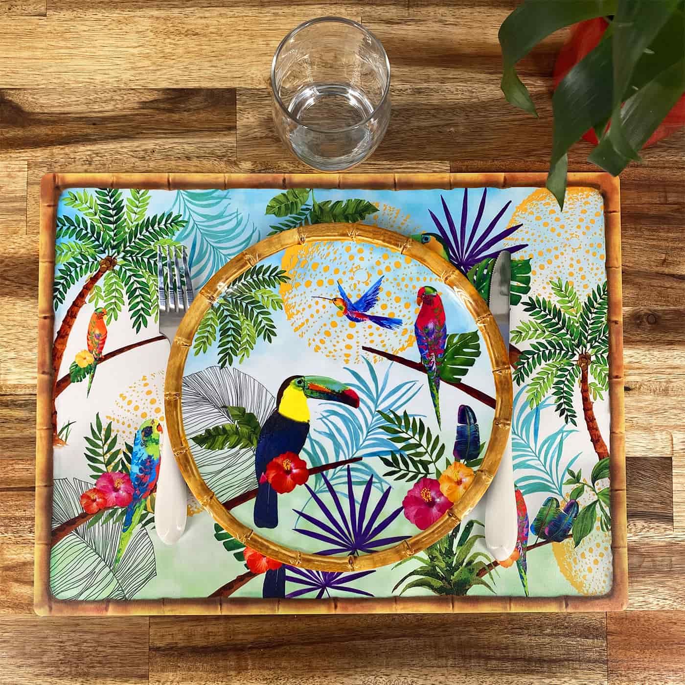 Set de table rectangulaire (40 x 30 cm) toucans - Lot de 6