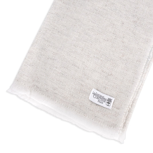 Echarpe cachemire et laine Homme & Femme 70 x 210 cm - Beige Amande motif diamant